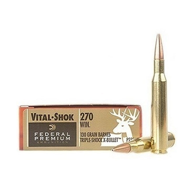 Federal 270 Win Ammunition Vital-Shok P270L 130 Grain Barnes Triple-Shock Lead Free X-Bullet 3060 fps 20 rounds
