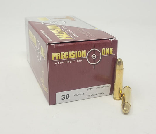 Precision One 30 Carbine Ammunition PONE1458 110 Grain Round Nose 50 Rounds Our Price: $34.99