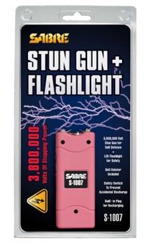 Sabre 3.8 Million Volt Stun Gun with LED Flashlight - Pink