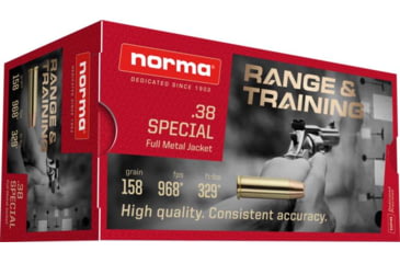 Norma Range Training FMJ .38 Special 158 Grain Full Metal Jacket Brass Cased Centerfire Pistol Ammunition 620540050 Caliber: .38 Special, Number of Rounds: 50